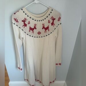 Hanna Andersson Cream Dress with Red Reindeer